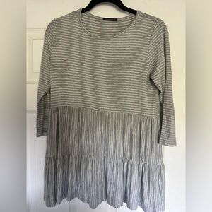 Grey and white striped loose shirt